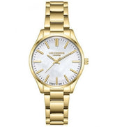 Lee Cooper Women's Analog Watch Mother of Pearl Dial With Gold Metal Band,LC08011.120