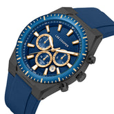 Lee Cooper Men's Multifunction Watch with Dark Blue Dial and Dark Blue Silicone Band, LC08088.999