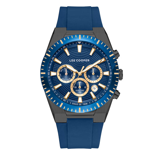Lee Cooper Men's Multifunction Watch with Dark Blue Dial and Dark Blue Silicone Band, LC08088.999