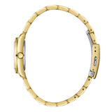 Lee Cooper Women's Analog Watch with White Mother Of Pearl Dial and Gold Stainless Steel Band, LC08190.120