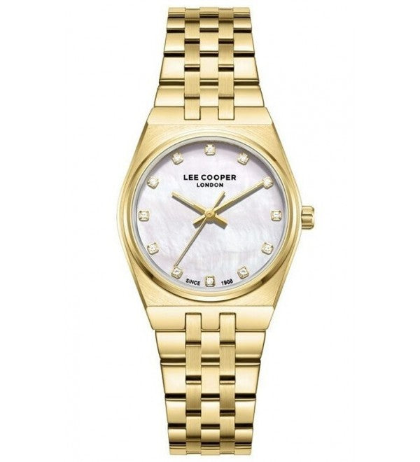 Lee Cooper Women's Analog Watch Mother of Pearl Dial With Gold Metal BandLC08204.120