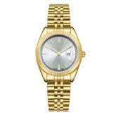 Lee Cooper Women's Analog Watch with Silver Dial and Gold Stainless Steel Band, LC08210.130