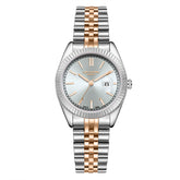Lee Cooper Women's Analog Watch Blue Dial With Two Toned Rose Gold And Silver Metal Band,LC08210.570