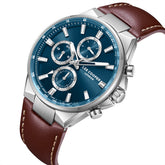 Lee Cooper Men's Multifunction Watch with Dark Blue Dial and Dark Brown Leather Band, LC08223.392
