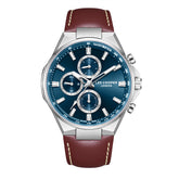 Lee Cooper Men's Multifunction Watch with Dark Blue Dial and Dark Brown Leather Band, LC08223.392
