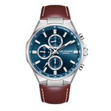 Lee Cooper Men's Multifunction Watch with Dark Blue Dial and Dark Brown Leather Band, LC08223.392