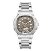 Lee Cooper Men's Automatic Skeleton Watch Dark Blue Dial With Two toned Rose gold and Silver Metal Band,LC08227.590