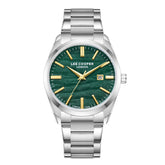 Lee Cooper Men's Analog Watch Dark Green Dial With Silver Metal Band,LC08231.370