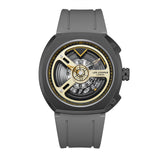 Lee Cooper Men's  Analog Watch Gold Dial With Grey Silicone Strap,LC08245.016