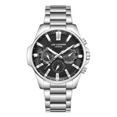 Lee Cooper Men's Multifunction Watch Black Dial With Silver Metal Band,LC08253.350