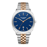 Lee Cooper Men's Analog Watch Dark Blue Dial With Two Toned Silver And Rose Gold Metal Band,LC08255.590