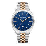 Lee Cooper Men's Analog Watch Dark Blue Dial With Two Toned Silver And Rose Gold Metal Band,LC08255.590