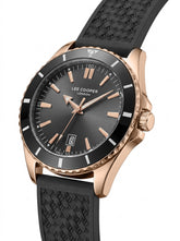 Lee Cooper Men's Date Analog Watch with Black Dial and Black Silicone Band, LC08257.451