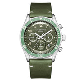 Lee Cooper Men's Multifunction Watch Green Dial With Green Leather Strap,LC08260.375