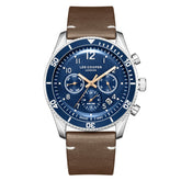 Lee Cooper Men's Multifunction Watch Dark Blue Dial With Brown Leather Strap,LC08260.394