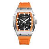Lee Cooper Men's Analog Watch Black Dial With Orange Silicone Strap,LC08264.350