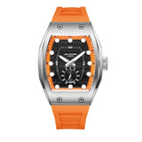 Lee Cooper Men's  Analog Watch Black Dial  With Orange Silicone Strap,LC08264.350