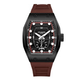 Lee Cooper Men's Analog Watch Black Dial With Red Silicone Strap,LC08264.658