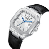 Lee Cooper Men's Date Analog Watch with Silver Dial and Black Leather Band, LC08268.331