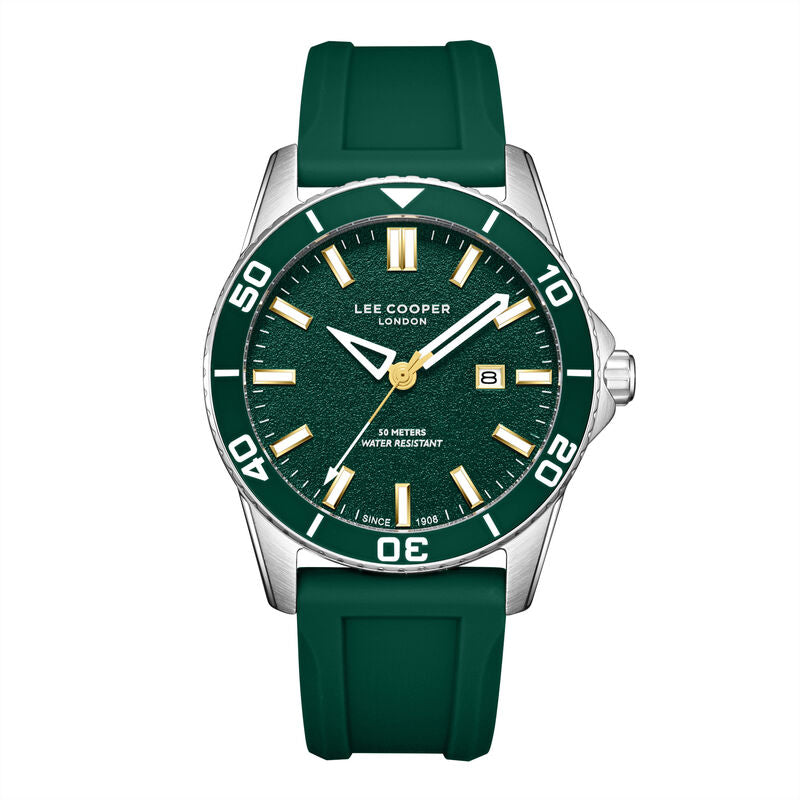 Lee Cooper, Men's, Analog Watch, Green Dial, with Silicone Band, LE-LC08278.375