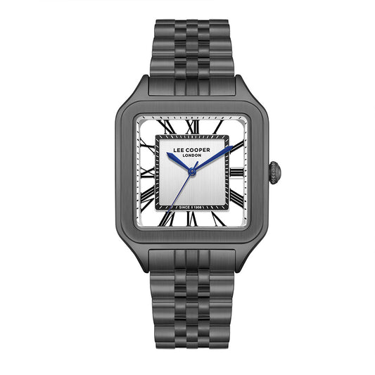 Lee Cooper Men's Analog Watch with Silver Dial and Black Stainless Steel Band, LC08282.630