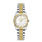 Lee Cooper Women's Analog Watch with White Mother Of Pearl Dial and Silver/Gold Stainless Steel Band, LC08303.220