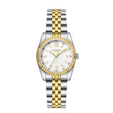 Lee Cooper Women's Analog Watch with White Mother Of Pearl Dial and Silver/Gold Stainless Steel Band, LC08303.220