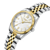 Lee Cooper Women's Analog Watch with White Mother Of Pearl Dial and Silver/Gold Stainless Steel Band, LC08303.220