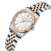 Lee Cooper Women's Analog Watch with White Mother Of Pearl Dial and Silver/Rose Gold Stainless Steel Band, LC08303.520