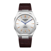 Lee Cooper Men's Analog Watch with Silver Dial and Dark Brown Leather Band, LC08336.332