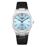 Lee Cooper Women's Analog Watch with Blue Dial and Black Leather Band, LC08337.301