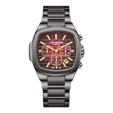 Lee Cooper Men's Multifunction Watch with Red To Black Dial and Gunmetal Stainless Steel Band, LC08339.080