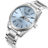 Lee Cooper Men's Date Analog Watch with Blue Dial and Stainless Steel Band, LC08340.300