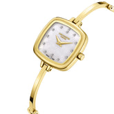 Lee Cooper Women's Analog Watch with White Mother Of Pearl Dial and Gold Stainless Steel Band, LC08353.120