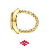 Lee Cooper Women's Ring Watch with White Mother Of Pearl Dial and Gold Stainless Steel Band, LC08357.120