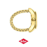 Lee Cooper Women's Analog Watch with White Mother Of Pearl Dial and Gold Stainless Steel Band, LC08357.120