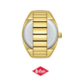 Lee Cooper Women's Analog Watch with White Mother Of Pearl Dial and Gold Stainless Steel Band, LC08357.120