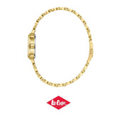 Lee Cooper Women's Analog Watch with Black Mother Of Pearl Dial and Gold Stainless Steel Band, LC08358.150