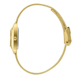 Lee Cooper Women's Analog Watch with White Mother Of Pearl Dial and Gold Mesh Band, LC08359.120