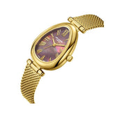 Lee Cooper Women's Analog Watch with Brown Mother Of Pearl Dial and Gold Mesh Band, LC08360.140