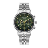 Lee Cooper Men's Multifunction Watch with Green Dial and Stainless Steel Band, LC08372.370