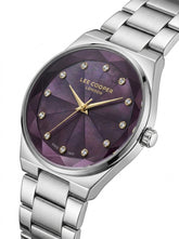 Lee Cooper Women's Analog Watch with Purple Mother Of Pearl Dial and Stainless Steel Band, LC08378.381