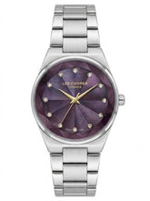 Lee Cooper Women's Analog Watch with Purple Mother Of Pearl Dial and Stainless Steel Band, LC08378.381