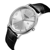 Lee Cooper Men's Analog Watch with Silver Dial and Black Leather Band, LC08379.331