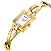 Lee Cooper Women's Analog Watch with White Mother Of Pearl Dial and Gold Stainless Steel Band, LC08385.120