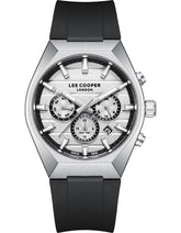 Lee Cooper Men's Multifunction Watch with Silver Dial and Black Silicone Band, LC08388.331