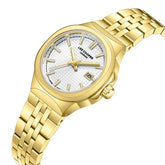 Lee Cooper Women's Date Analog Watch with Gold Dial and Stainless Steel Band, LC08394.130