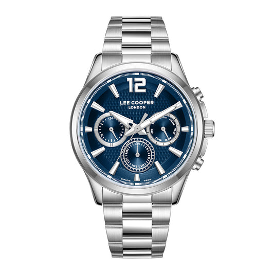 Lee Cooper Men's Multifunction Watch with Dark Blue Dial and Stainless Steel Band, LC08396.390