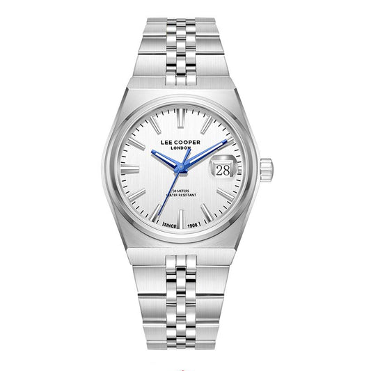 Lee Cooper Men's Date Analog Watch with Silver Dial and Stainless Steel Band, LC08397.330
