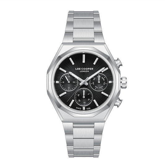 Lee Cooper Men's Multifunction Watch with Gunmetal Black Dial and Stainless Steel Band, LC08402.350